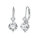 925 Sterling Silver Moissanite Earring with Pavé Setting, 6.5mm, for Women