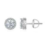 925 Sterling Silver Moissanite 1 Carat Earrings in 10mm Pavé Setting for Women