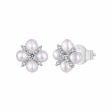 925 Sterling Silver 0.05ct Moissanite & Freshwater Pearl Earrings for Women