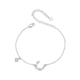 925 Sterling Silver CZ Bracelet with White Gold Plating, 150mm Length for Women