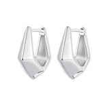 925 Sterling Silver White Gold Plated Earrings 14x6.5mm for Women