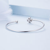 925 Sterling Silver Bracelet with Pavé Setting CZ, Inner Diameter 550mm, 2.0mm Wide, Unisex