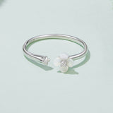 925 Sterling Silver White Gold Plated Ring with Nacre and CZ for Women