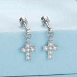 925 Sterling Silver White Gold Plated Pavé Setting CZ Earrings for Women