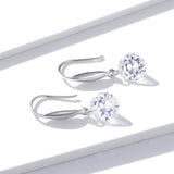 S925 Sterling Silver Earrings 2.6x0.8cm Plated Platinum with Pavé Setting CZ for Women