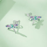 925 Sterling Silver Earrings with Pavé CZ and Transparent Glass