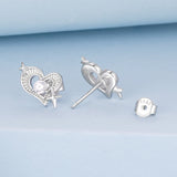 925 Sterling Silver Earrings with Pavé Setting CZ in White Gold