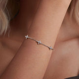 925 Sterling Silver & Plated White Gold Moissanite Bracelet 15+6cm for Women