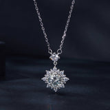 925 Sterling Silver Moissanite Necklace with Pavé Setting in Platinum, 450mm, for Women