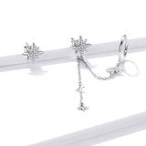 S925 Sterling Silver Earrings with CZ in Pavé Setting, 5.9cm Length, 1cm Size for Women