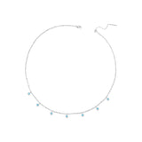 925 Sterling Silver Necklace with Synthetic Turquoise in White Gold, Adjustable 450mm for Women