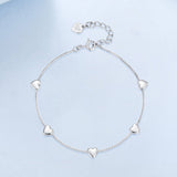 925 Sterling Silver Plated White Gold 17+3.5cm Heart-Shaped Bracelet for Women