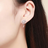 925 Sterling Silver Jewelry Set with Pavé Setting CZ, 2.0*1.4cm