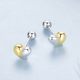 925 Sterling Silver & Plated Gold Earrings for Women - 0.5*0.6cm