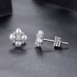 925 Sterling Silver 0.05ct Moissanite & Freshwater Pearl Earrings for Women