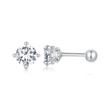 925 Sterling Silver 5mm Moissanite Earrings with White Gold Plating for Women