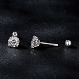 925 Sterling Silver 5mm Moissanite Earrings with White Gold Plating for Women