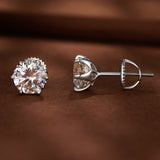 925 Sterling Silver 6.5mm Moissanite Earrings for Women