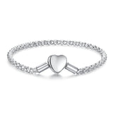 925 Sterling Silver Bracelet 17cm Heart-shaped 1.0cm for Women