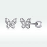 925 Sterling Silver Earrings with CZ in Pavé Setting - 0.4*0.5cm - Women