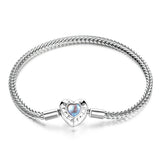 925 Sterling Silver Moonstone Bracelet 17cm for Women