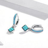 S925 Sterling Silver Turquoise Earrings - 2.1*0.7cm for Women