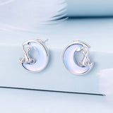 925 Sterling Silver Earrings with Transparent Glass, 13mm x 12mm for Women