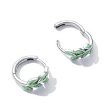 925 Sterling Silver Enamel Oxidized Silver Earrings for Women, 1.2*0.5cm