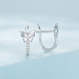 S925 Sterling Silver Small Platinum Plated Earrings with Pavé Setting CZ