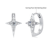 925 Sterling Silver White Gold Plated CZ Pavé 1.5 x 1.0 cm Hoop Earrings for Women