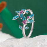 925 Sterling Silver Enamel White Gold Plated Ring with CZ for Women