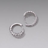 925 Sterling Silver White Gold Plated 1.6cm Pavé CZ Hoop Earrings for Women