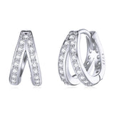 S925 Sterling Silver Earrings with Pavé Setting CZ, 1.1*0.6cm, for Women