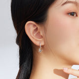 S925 Oxidized Silver Pavé Setting CZ Earrings for Women