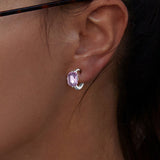 925 Sterling Silver Earrings with Transparent Glass, 12x7mm, for Women
