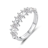 925 Sterling Silver 0.24cm White Gold Plated Ring with CZ for Women Size 6