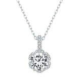 925 Sterling Silver Moissanite Pendant Necklace for Women - 45cm