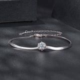925 Sterling Silver Moissanite 0.50 Carat Bracelet with Pavé Setting and White Gold Plating for Women