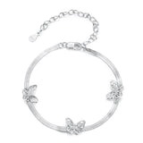 925 Sterling Silver Plated White Gold Adjustable Bracelet for Women