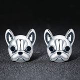 925 Sterling Silver Oxidized Enamel Earrings for Women 1*1cm