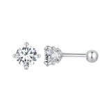 925 Sterling Silver 5mm Moissanite Earrings with White Gold Plating for Women