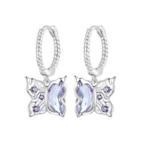 925 Sterling Silver Earrings with Pavé Setting CZ and Transparent Glass for Women