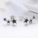 S925 Oxidized Silver Pavé CZ Earrings for Women