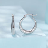 925 Sterling Silver White Gold Plated Earrings 3.0*0.7cm for Women