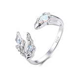 925 Sterling Silver White Gold Plated Nano Opal Ring with CZ for Women