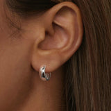 925 Sterling Silver Platinum Plated Earrings 11x5mm for Women