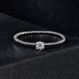 925 Sterling Silver 3mm Moissanite Ring for Women - Size 6