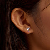 925 Sterling Silver Earrings with Pavé Setting CZ in Oxidized Silver