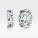 925 Sterling Silver Earrings with Pavé Setting CZ, 1.2*0.5cm, for Women
