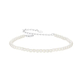 925 Sterling Silver White Gold Plated Shell Pearl Bracelet 16+6cm for Women